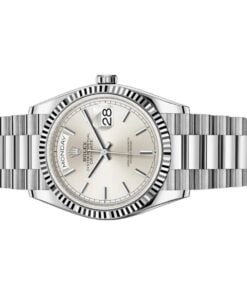 Alternative view of Rolex Day-Date 36 White Gold Silver Dial M128239