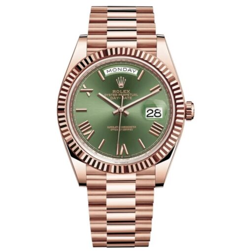 Rolex Day-Date 40 Everose Gold Green Dial M228235