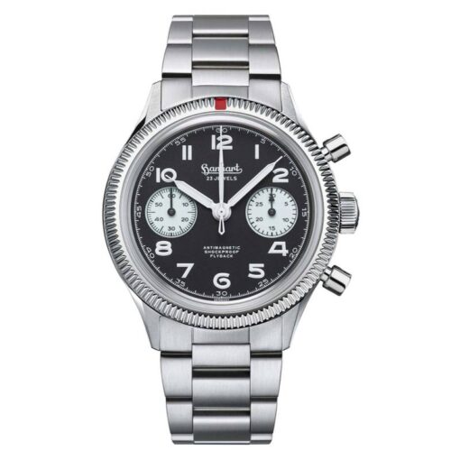 Hanhart 417 ES 1954 Flyback Chronograph Reverse Panda, 39 mm - Bracelet
